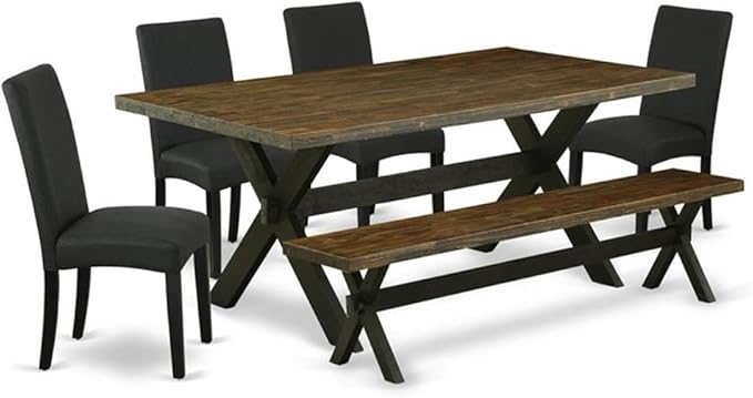 East West Furniture X677DR124-6 6 Piece Dining Set Contains a Rectangle Dining by EastWestFurniture