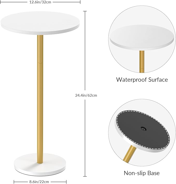 Small White Round Side Table Pedestal Table Drink Tables - Image 2