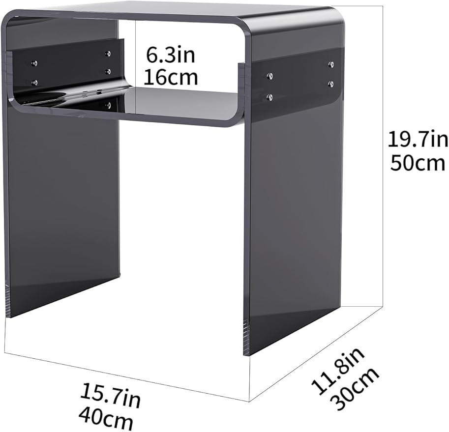 Clear Acrylic End Table 2-Tier Bedside Nightstand - Image 3