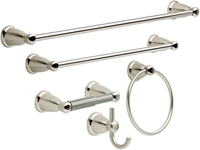Franklin Brass Kinla 5-Piece Bathroom Set Satin Nickel 18" and 24" Towel Bar by FranklinBrass