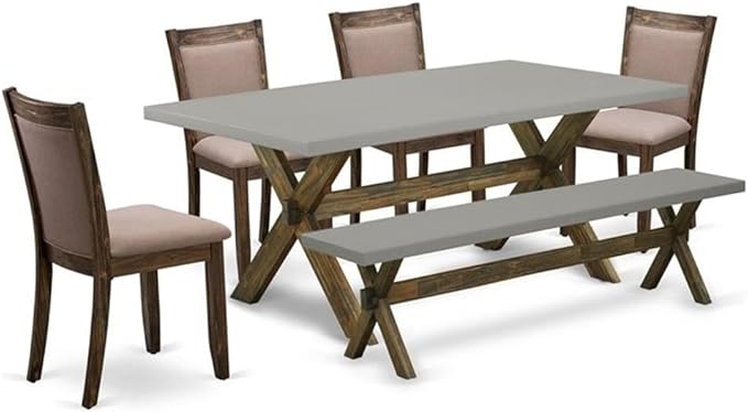 East West Furniture X797MZ748-6 6 Piece Dinette Set Contains a Rectangle Dining by EastWestFurniture