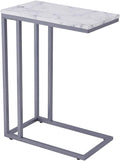 C-Shape Side End Table, Faux Marble Tray Snack Table by Unknown