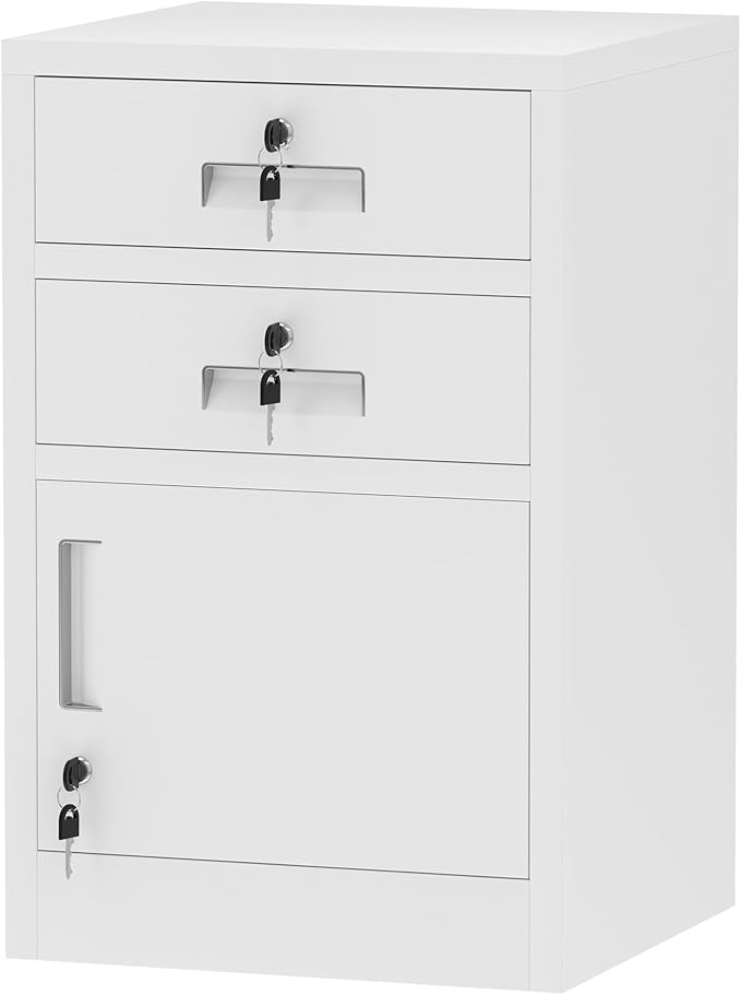 Metal Storage Cabinet with Locking Door and 2 Lockable Drawers by JINGUR