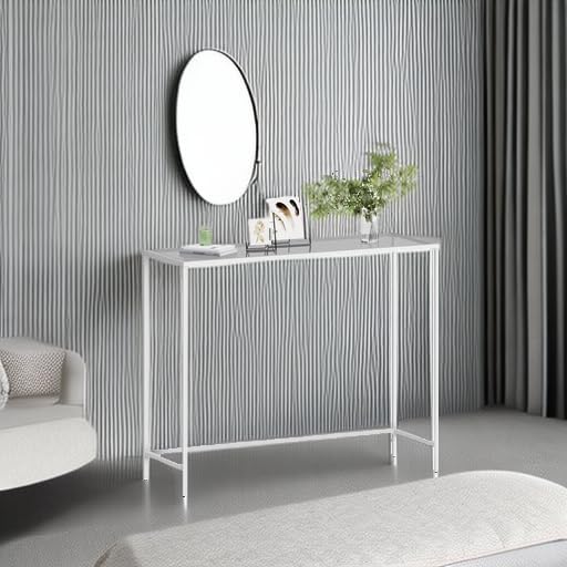 VASAGLE Entryway Table, Console Table, Tempered Glass Tabletop, Modern Sofa - Image 6