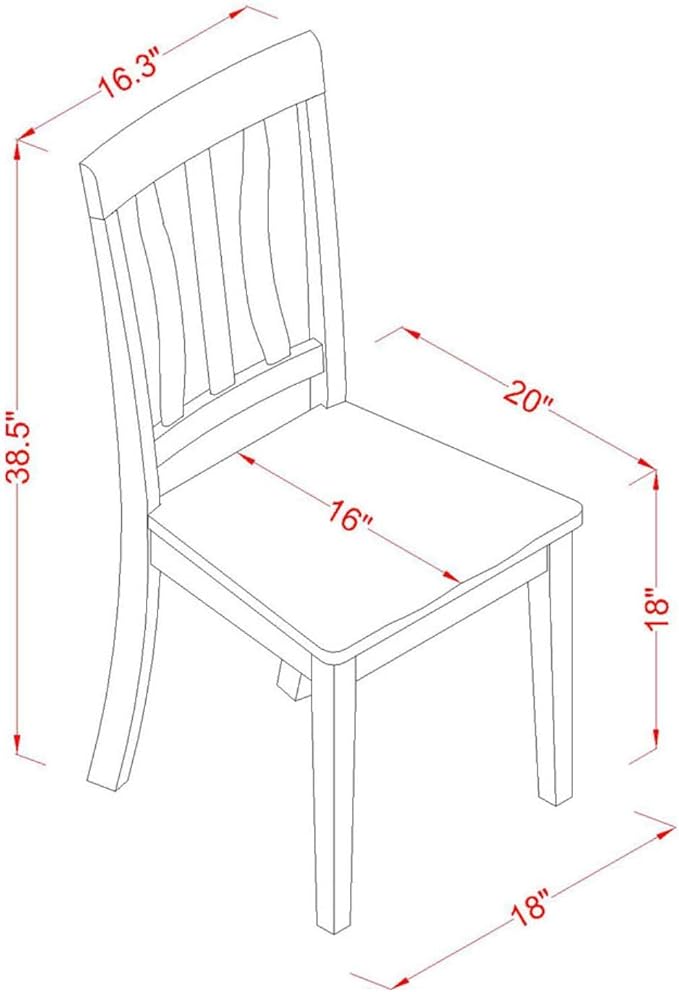 East West Furniture ANTI5-BLK-W 5 Piece Kitchen Table Set - Image 5