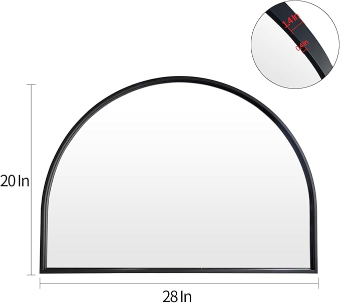 WAMIRRO Minimalist Black Arched Mirror, Window Pane Farmhouse Wall Mirrors Decor - Image 3