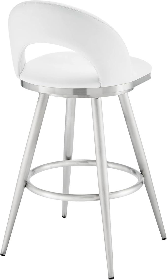 Armen Living Charlotte Swivel Bar Stool in Brushed Stainless Steel - Image 6