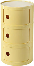 3 Tier Round Nightstand with Drawers, Light Yellow Round Side Table Small by BxuxJar