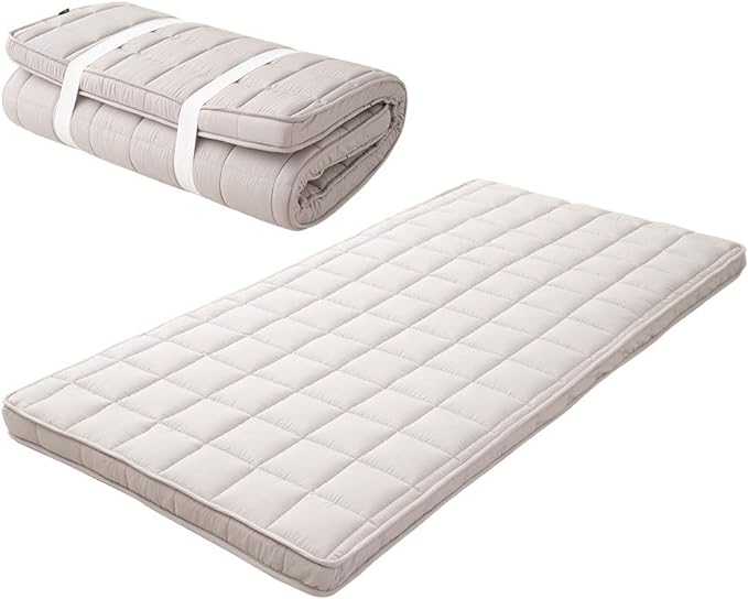 EMOOR Japanese Padded Futon Mattress Machi Twin Gray, Gusset Foldable Storable by EMOOR