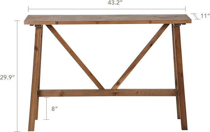 Wnutrees 43" Farmhouse Solid Wood Console Tables, Rustic Hallway Table - Image 2