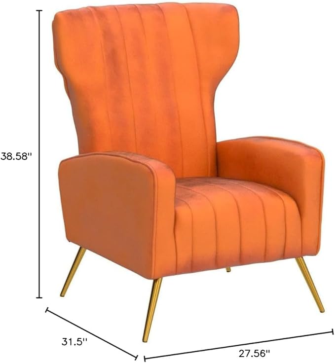 Container Furniture Direct Modern Velvet Accent Chair, Channel Tufted Bedroom - Image 2