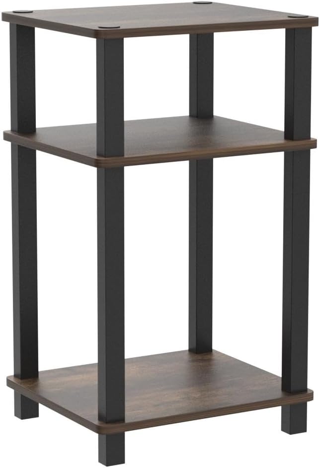 Furinno Just 3-Tier Turn-N-Tube End Table, Amber Pine/Black - Image 4