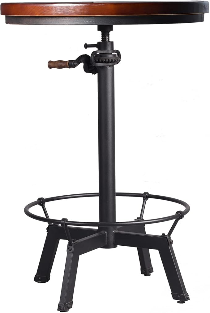 LOKKHAN Industrial Bar Table-33.5-39.4 Inch Tall-Adjustable Bar Height Pub by LOKKHAN