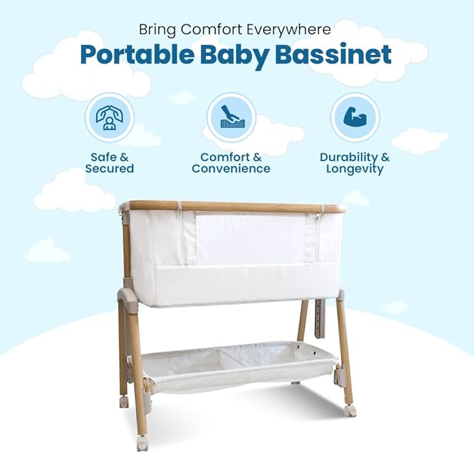 Baby Bassinet Bedside Sleeper, Portable Crib - Image 2
