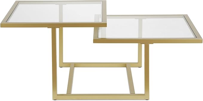 Henn&Hart 43" Wide Square Coffee Table in Brass, Modern coffee tables - Image 9