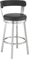 Armen Living Bryant Modern 26" Seat Height Black Faux Leather and Brushed by ArmenLiving