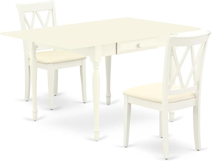 East West Furniture MZCL3-LWH-C 3 Piece Modern Dining Table Set Contains a by EastWestFurniture