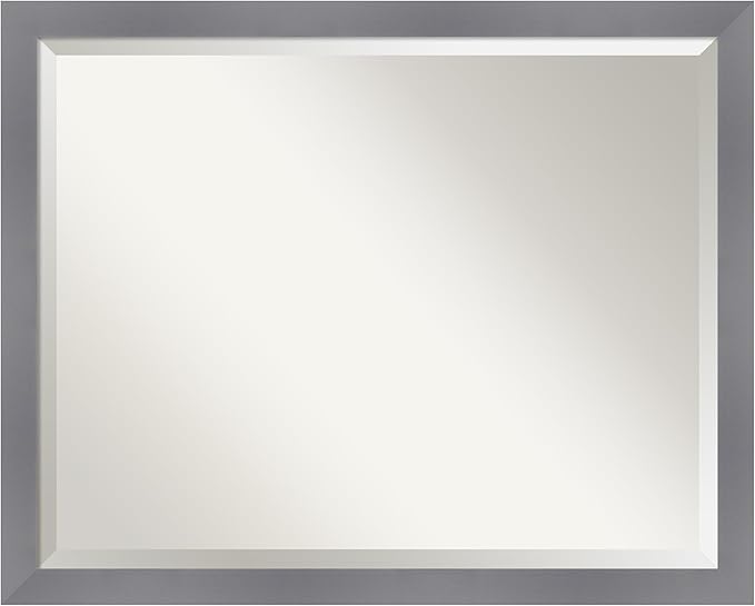 Amanti Art Grey Wall Mirror 25x31 Edwin Grey Rectangle Bathroom Mirror by AmantiArt