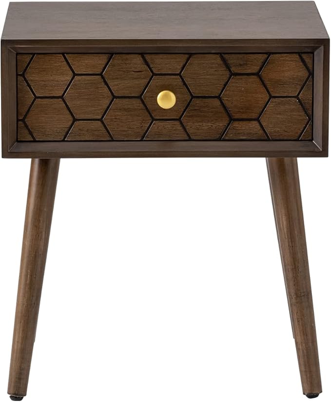 COSIEST Mid-Century Nightstand, Modern MDF Bedside Table, Wood Accent End Table - Image 7