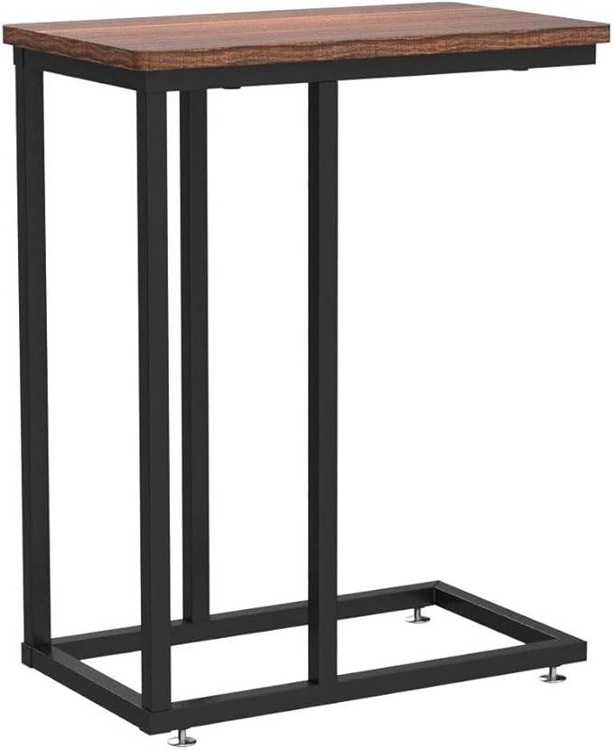VECELO C Shaped End Side Table for Sofa Couch and Bed Snack TV Tray for Living - Image 4