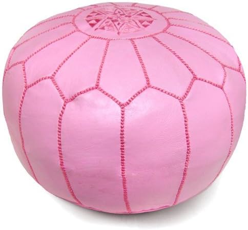 Stuffed Round Design Moroccan Leather Pouf Ottoman, Pre-Filled, 100% Genuine by Unknown