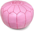 Stuffed Round Design Moroccan Leather Pouf Ottoman, Pre-Filled, 100% Genuine by Unknown