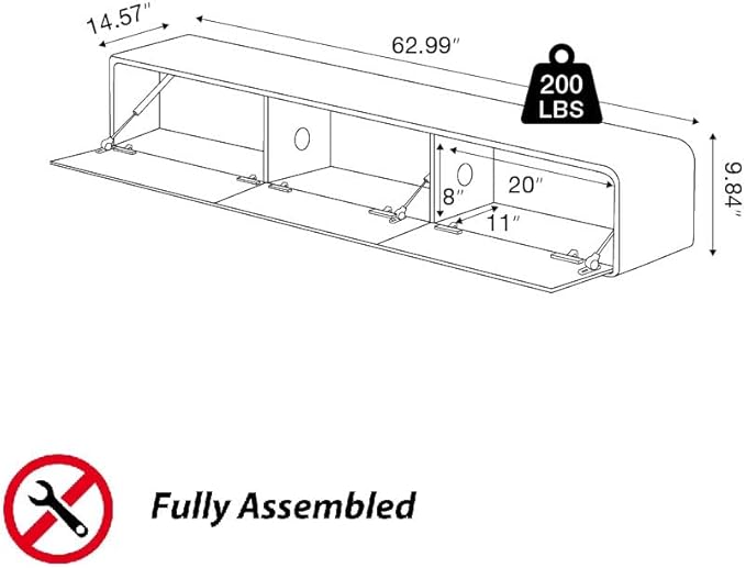 POVISON Fully Assembled Floating TV Stand - Image 2
