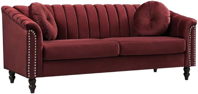 Sectional Sofa Set, Microfiber Chesterfield Upholstered Sofas Loveseat Couch by Unknown