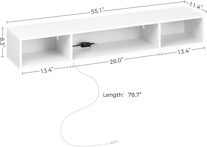 Rolanstar TV Stand with Power Outlet, Floating TV Stand with RGB Lights - Image 5