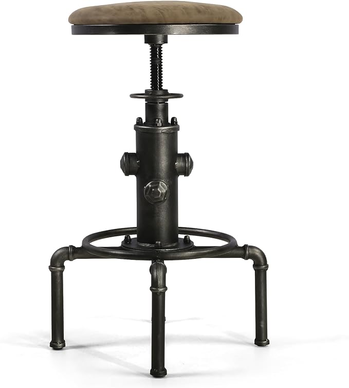 Topower Antique Vintage Industrial Barstool PU Leather Water Pipe Fire Hydrant - Image 5