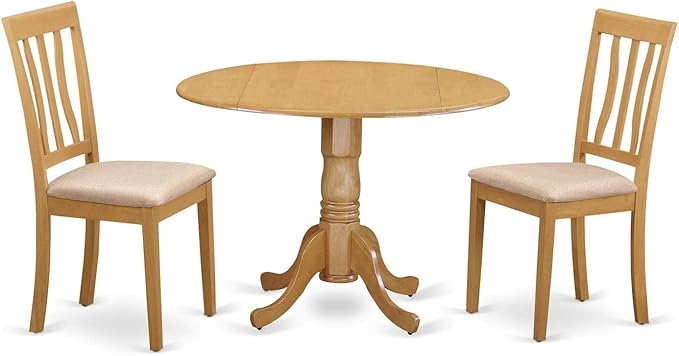 East West Furniture DLAN3-OAK-C 3 Piece Kitchen Table & Chairs Set Contains a by EastWestFurniture