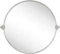 TEHOME Round Pivot Bathroom Mirror Brushed Nickel Circle Metal Framed Tilting by TEHOME