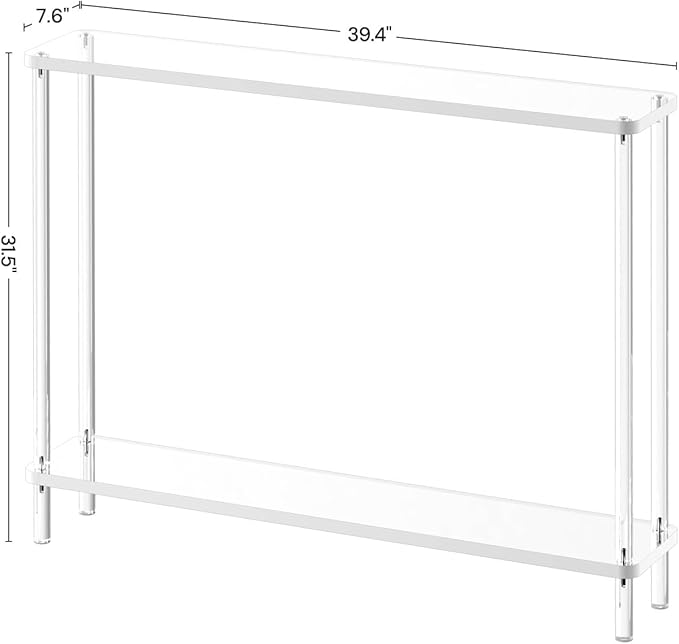 Acrylic Narrow Console Table for Entryway, 7.6" D x 39.4" W x 31.5" H, - Image 3