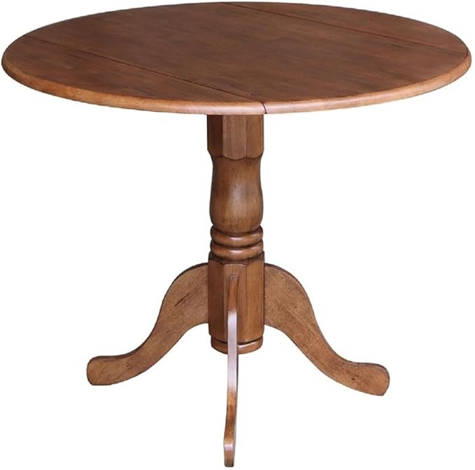 IC International Concepts 42-Inch Round Dual Drop Leaf Pedestal Dining Table - Image 8