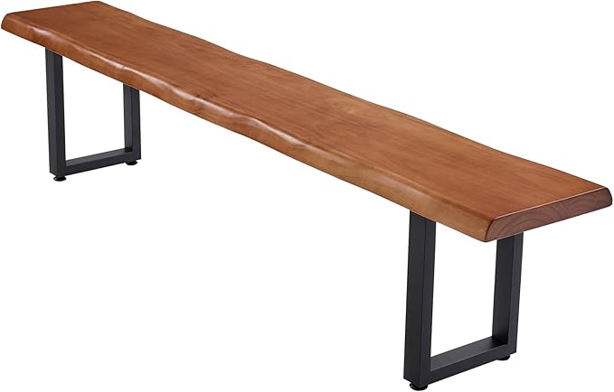 Brown Bench Wooden Long Bench by KunAndPeng