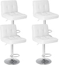 Sweetcrispy Bar Stools Set of 4, Armless PU Leather Adjustable Swivel Barstools by Sweetcrispy