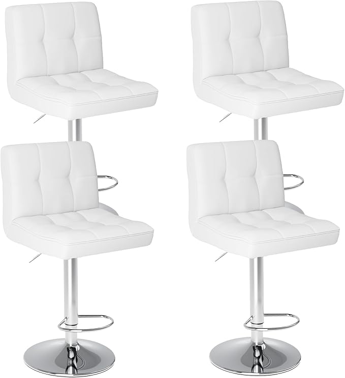 Sweetcrispy Bar Stools Set of 4, Armless PU Leather Adjustable Swivel Barstools by Sweetcrispy