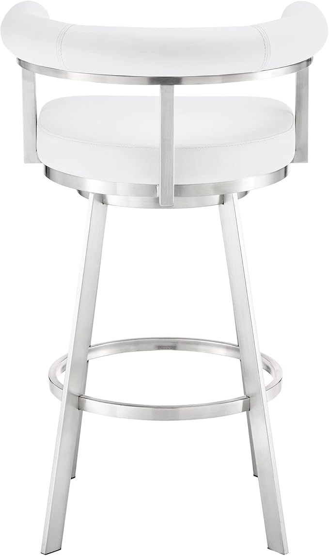 Armen Living Magnolia Swivel Counter Stool in Brushed Stainless Steel - Image 7