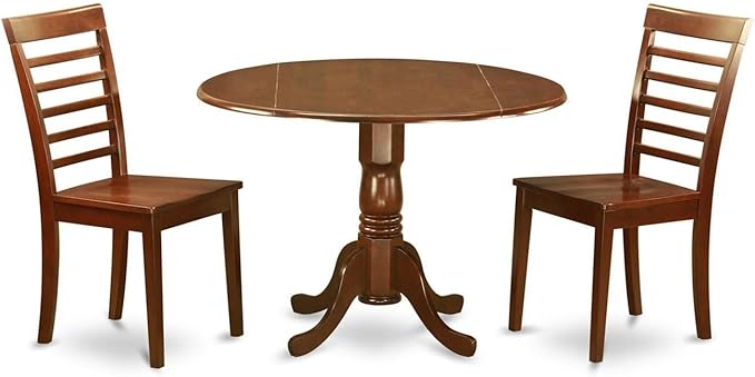 East West Furniture DLML3-MAH-W 3 Piece Modern Dining Table Set Contains a by EastWestFurniture