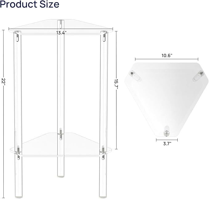 HMYHUM Clear Acrylic Triangle End Table, Corner Side Table - Image 3