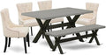 East West Furniture X696FR102-6 6 Piece Dining Set Contains a Rectangle Dining by EastWestFurniture