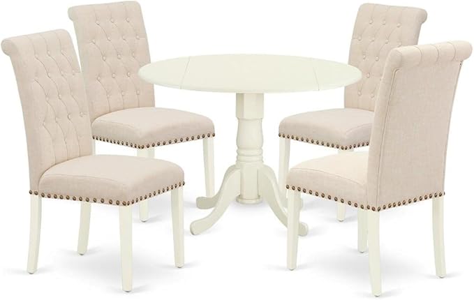 East West Furniture DLBR5-WHI-02 5 Piece Dining Table Set by EastWestFurniture