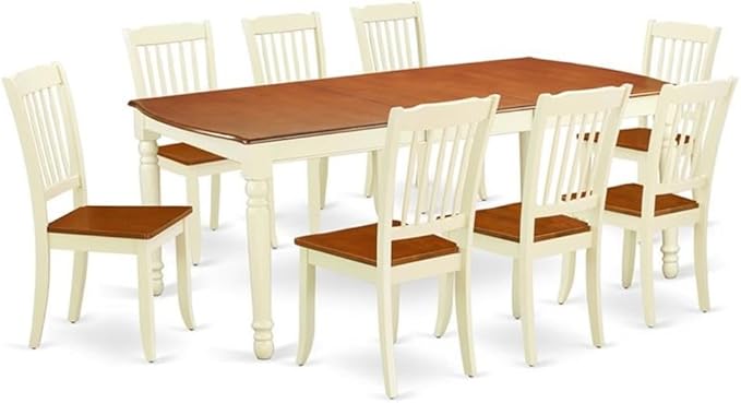 East West Furniture DODA9-BMK-W 9 Piece Dining Room Table Set Includes a by EastWestFurniture