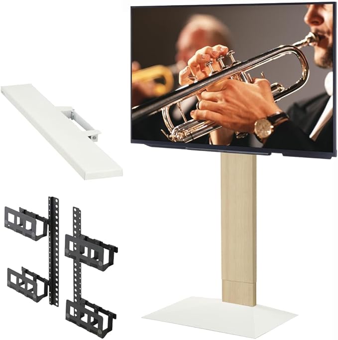 V3 High Type TV Stand w/Multi-Device Holder and Soundbar Shelf M White Set | by WALL