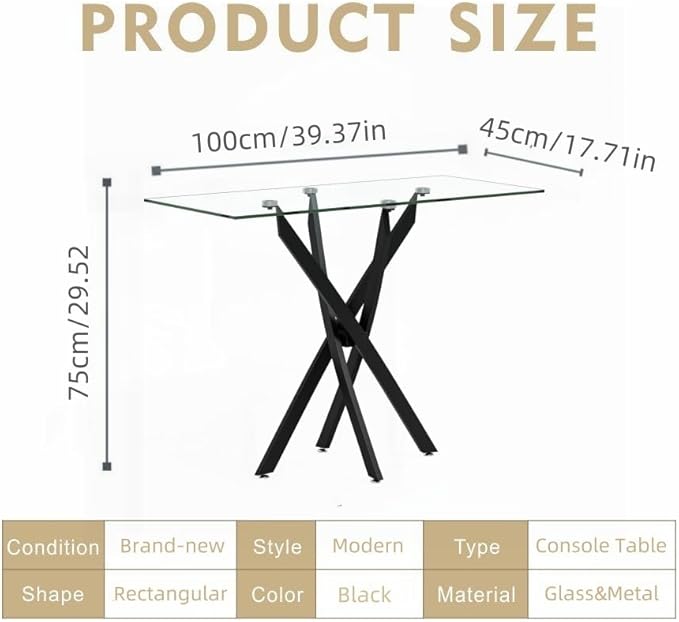 Tempered Glass Console Table - Image 7