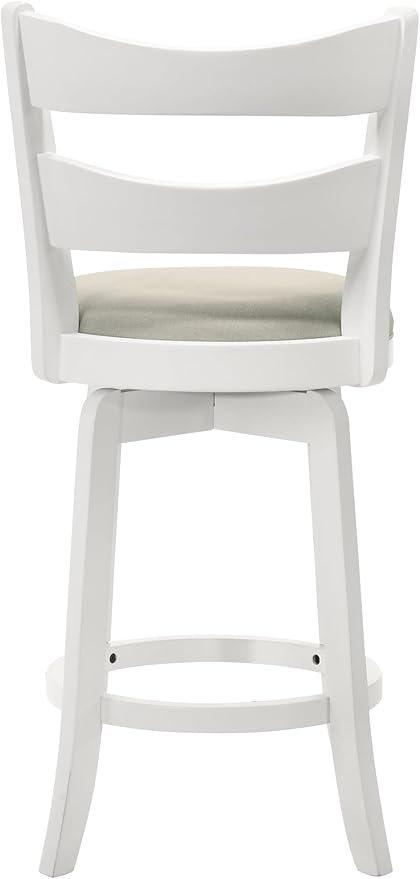 Armen Living Blair 26 in. Matte White Counter Height Rubberwood Swivel Barstool - Image 10