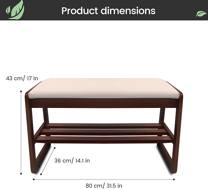 Solid Wood Shoe Rack, 2 Tier Shoe Storage Bench - Image 3