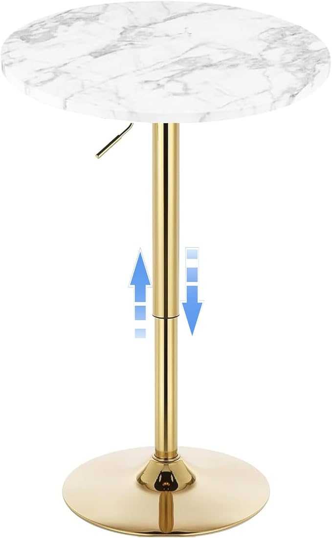 Gold Cocktail Tables Round Bar Table Height Adjustable 27.9''-35.4'' Pub Table - Image 4