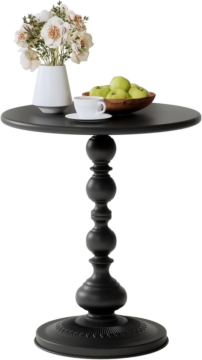 XIV Metal Small Round Side End Table, Vintage Matte Coffee Drink Cocktail Table by XIV%E2%80%94LetArtFreezeInXIV