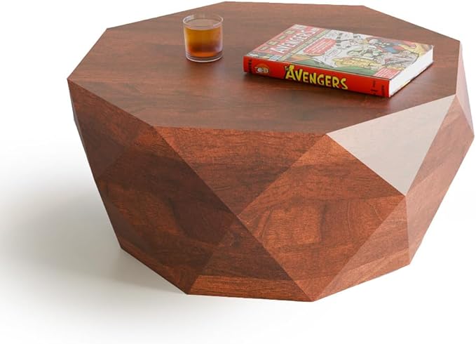 Relso Solid Wood Geometric Faceted Coffee Tables Living Room, Crafted - Image 3